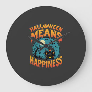 Grande Horloge Ronde Halloween signifie bonheur Maison hantée Vector