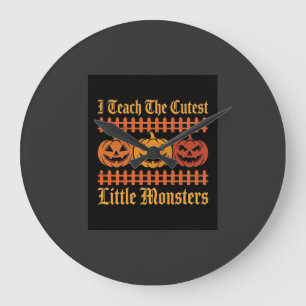 Grande Horloge Ronde Halloween Trick Or Treat Petits Monstres Citrouill
