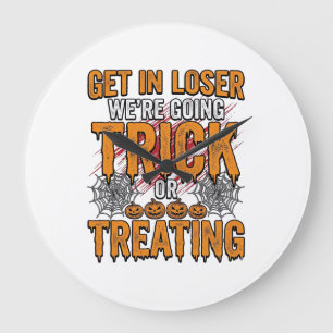 Grande Horloge Ronde Halloween Trick Or Treating Typographie Vintage De