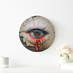 Grande Horloge Ronde Halloween Un Oeil Qui Pleure La Mur De Sang Horlog