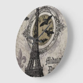 Grande Horloge Ronde Halloween vintage français moderne tour Eiffel (Angle)