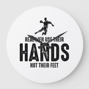 Grande Horloge Ronde Handball Player Sport Team Handballer Drôle Dire