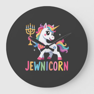 Grande Horloge Ronde Hanukkah Dabbing Licorne Jewnicorn Chanukah Juif