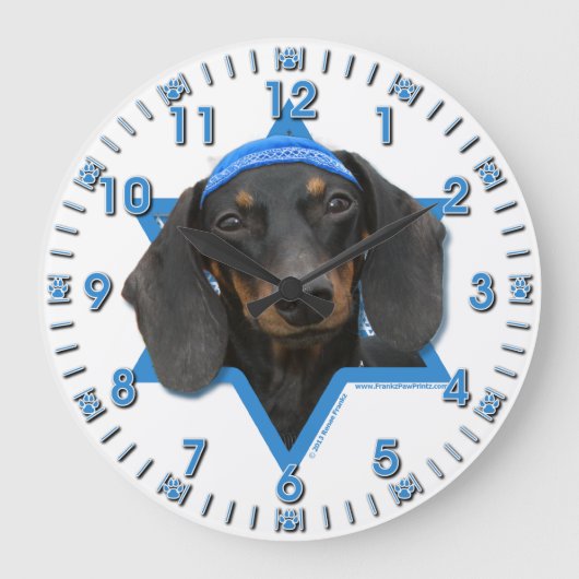 Grande Horloge Ronde Hanukkah Star of David - Dachshund - Winston (Recto)