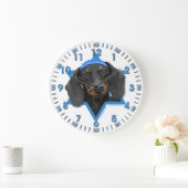 Grande Horloge Ronde Hanukkah Star of David - Dachshund - Winston (Maison)