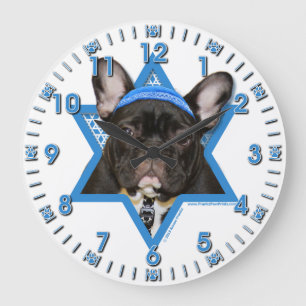Grande Horloge Ronde Hanukkah Star of David - French Bulldog