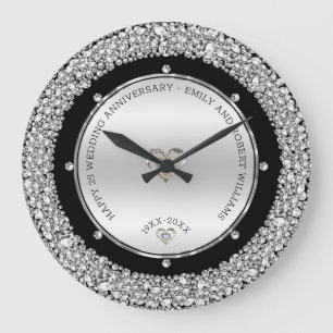 Grande Horloge Ronde Happy 25th wedding universally diamonds and silver