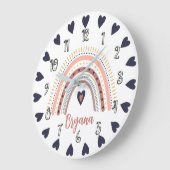 Grande Horloge Ronde Happy Boho Arc-en-ciel moderne minimal tendance ch (Angle)