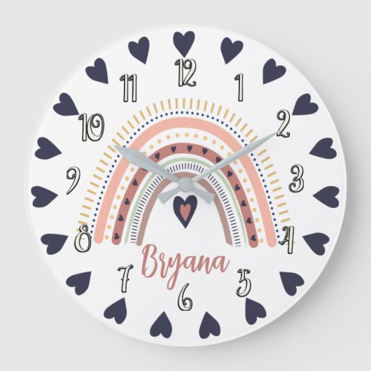 Grande Horloge Ronde Happy Boho Arc-en-ciel moderne minimal tendance ch (Recto)