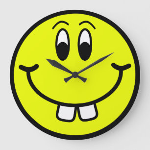 Grande Horloge Ronde Happy Buck Tooth Smiling Face Wall Clock