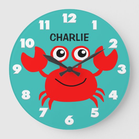 Grande Horloge Ronde Happy Crab custom wall clock (Recto)