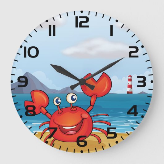 Grande Horloge Ronde Happy Crab on Beach with Lighthouse (Recto)