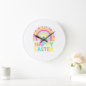 Grande Horloge Ronde Happy Easter Bunny Easter Egg Hunt Easter Women Gi (Maison)