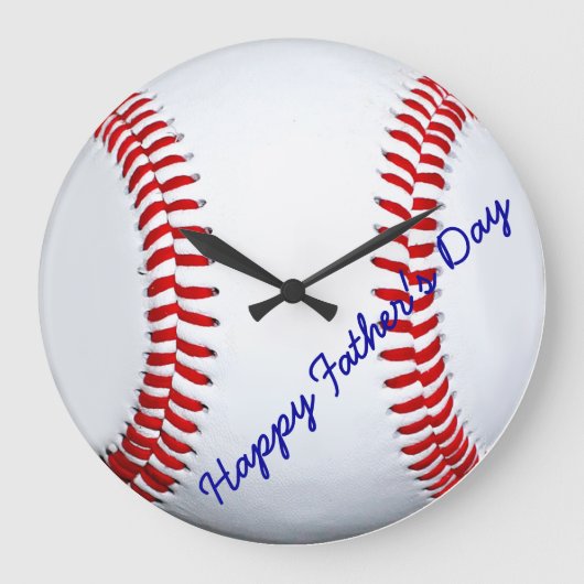 Grande Horloge Ronde Happy Father's Day Baseball Large Wall Clock (Recto)