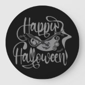 Grande Horloge Ronde Happy Halloween chauves-souris Jack-o'-lantern (Recto)