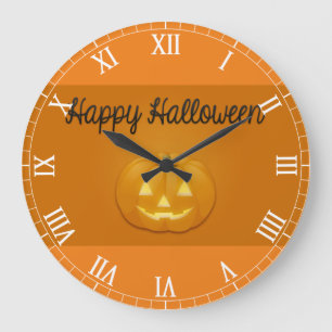 Grande Horloge Ronde Happy Halloween Jack O Lantern