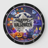 Grande Horloge Ronde Happy Halloween Spooky Night (Recto)