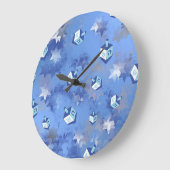 Grande Horloge Ronde Happy Hanoukka Falling Stars and Dreidels (Angle)