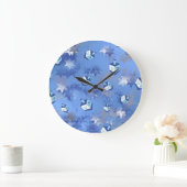 Grande Horloge Ronde Happy Hanoukka Falling Stars and Dreidels (Maison)