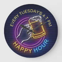 Happy Hour Neon Signes Style Texte Tige Bière
