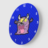 Grande Horloge Ronde Happy Purple Monster; Blue (Angle)