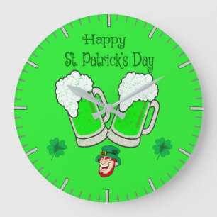Grande Horloge Ronde Happy St. Patrick's Day