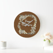 Grande Horloge Ronde Happy thanksgiving Typografy Golden Turkey (Maison)