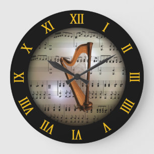Grande Horloge Ronde Harp ~ Arrière - plan "La Planète Musicale" * ~ ~ 