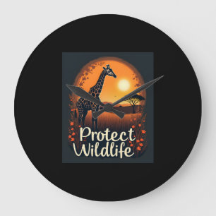 Grande Horloge Ronde Haut de tank de la girafe de la savane