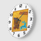 Grande Horloge Ronde Hawaii Aloha Tiki Bar Retro Luau Party (Angle)