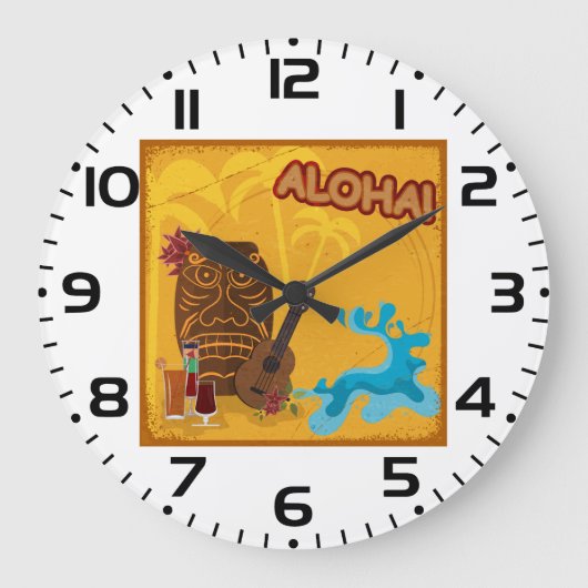 Grande Horloge Ronde Hawaii Aloha Tiki Bar Retro Luau Party (Recto)
