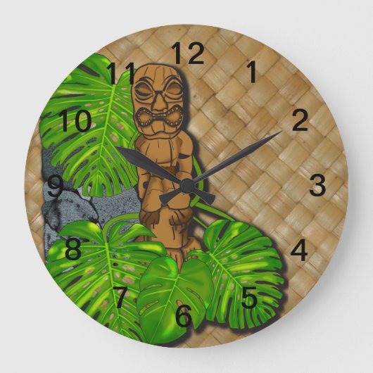 Grande Horloge Ronde Hawaiian Tiki Lauhala Wall Clock (Recto)