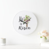 Grande Horloge Ronde He is Risen Floral Cross Vintage Happy Easter T-Sh (Maison)