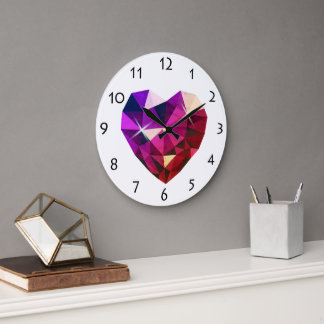 Grande Horloge Ronde Heart Gemstone Wall Clock