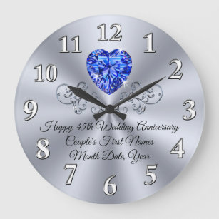 Grande Horloge Ronde Heart Sapphire Happy 45th Mariage Anniversary Cade