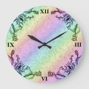 Grande Horloge Ronde Heart with Flower and Butterfly