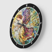 Grande Horloge Ronde Heavenant Grace Time Vitrage Ange Mur (Angle)