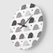 Grande Horloge Ronde Hedgehogs and Hearts (Angle)