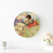 Grande Horloge Ronde "Heidi et ses chèvres" par Jessie Willcox Smith (Maison)