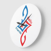 Grande Horloge Ronde Hello Friends Simple Happy Greeting Design (Angle)