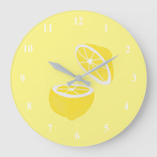 Grande Horloge Ronde Hello Lemon modern yellow fruit