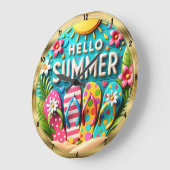 Grande Horloge Ronde Hello Summer Flip Flops Beach (Angle)