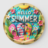 Grande Horloge Ronde Hello Summer Flip Flops Beach (Recto)