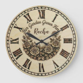 Grande Horloge Ronde Her Garden Grows Here | Custom Name wall clock (Recto)