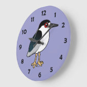 Grande Horloge Ronde héron de nuit Noir-couronné (Angle)