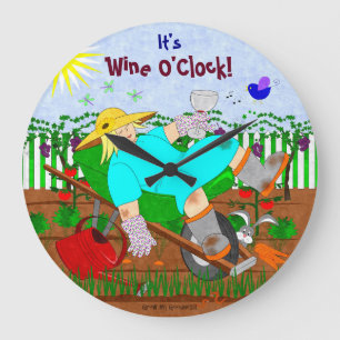 Grande Horloge Ronde Heure de vin dans le jardin