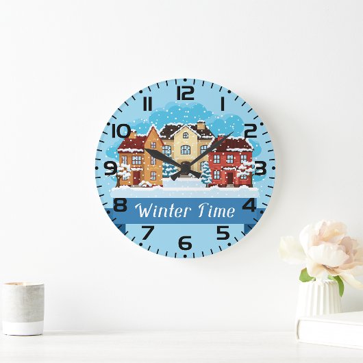 Grande Horloge Ronde Heure d'hiver neige