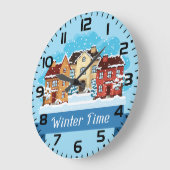Grande Horloge Ronde Heure d'hiver neige (Angle)