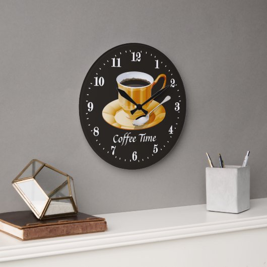 Grande Horloge Ronde heure du café mignon ajouter du texte (Bureau)