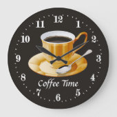 Grande Horloge Ronde heure du café mignon ajouter du texte (Recto)